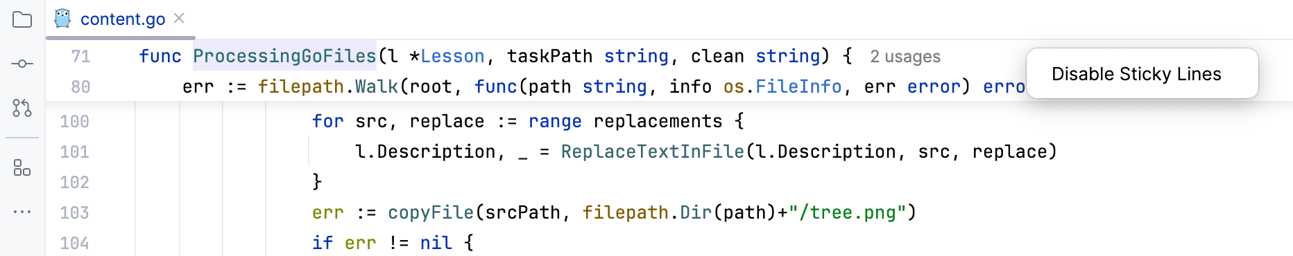 Disable Sticky Lines