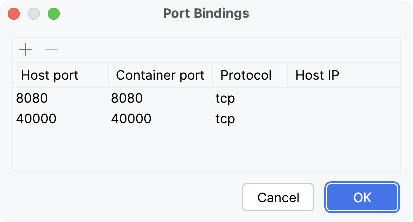 Bind ports