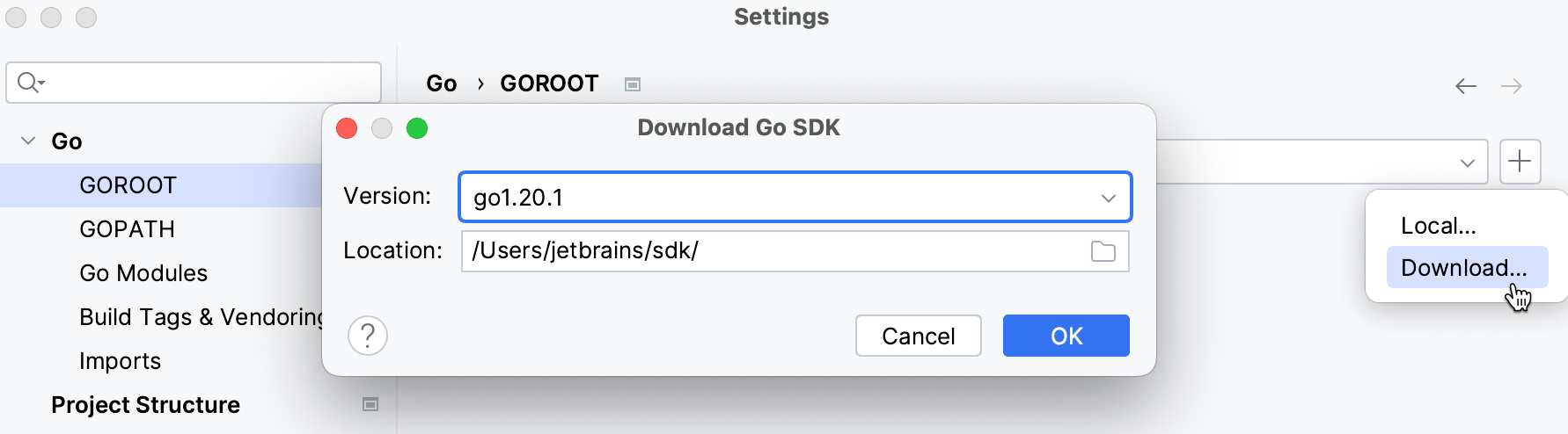 Download the Go SDK