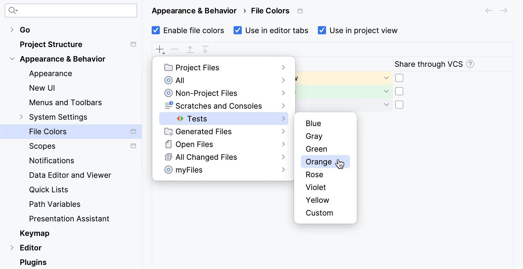 Selecting a color for a custom scope Selecting a color for a custom scope