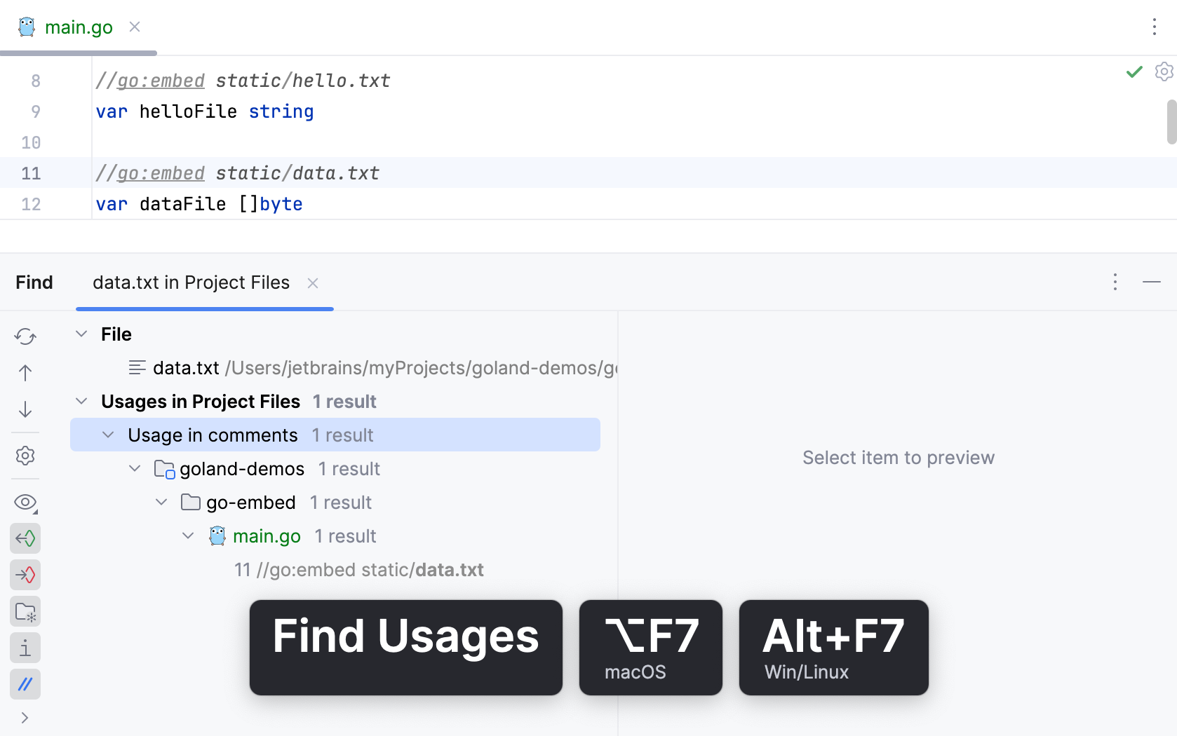 Find usages of a file