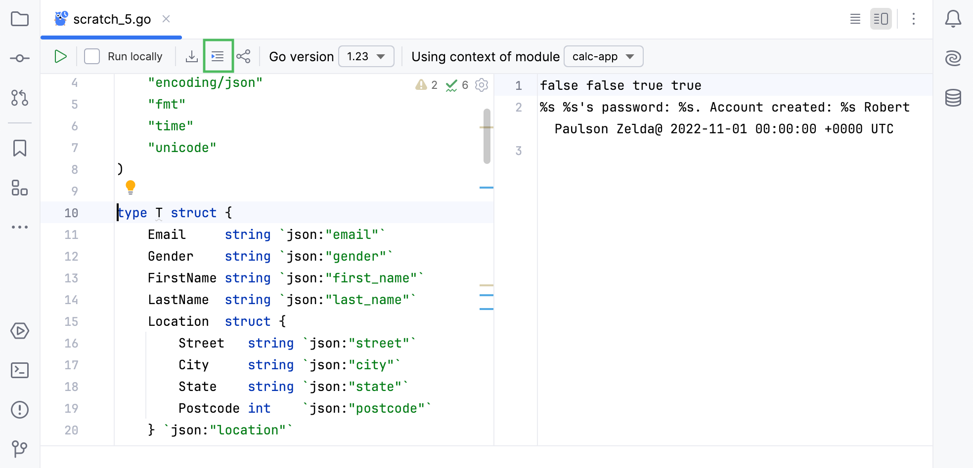 Format code with the Go Playground formatter