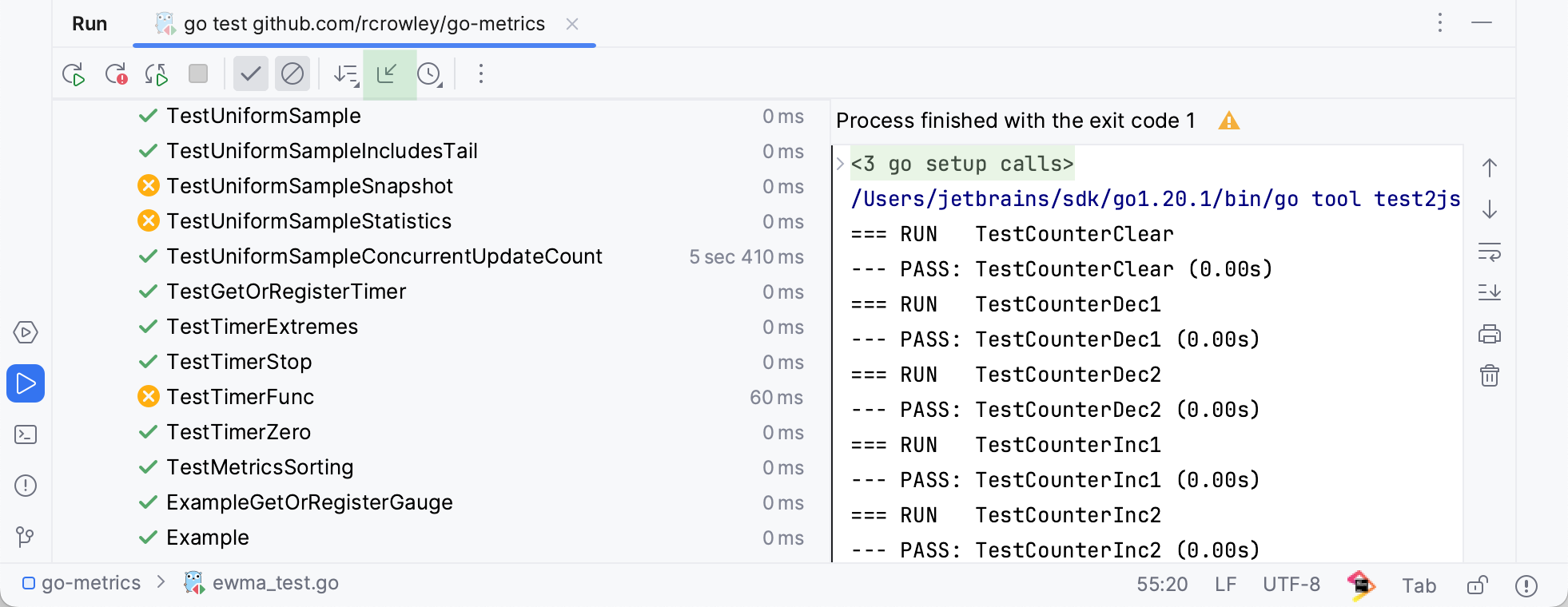 Import test results