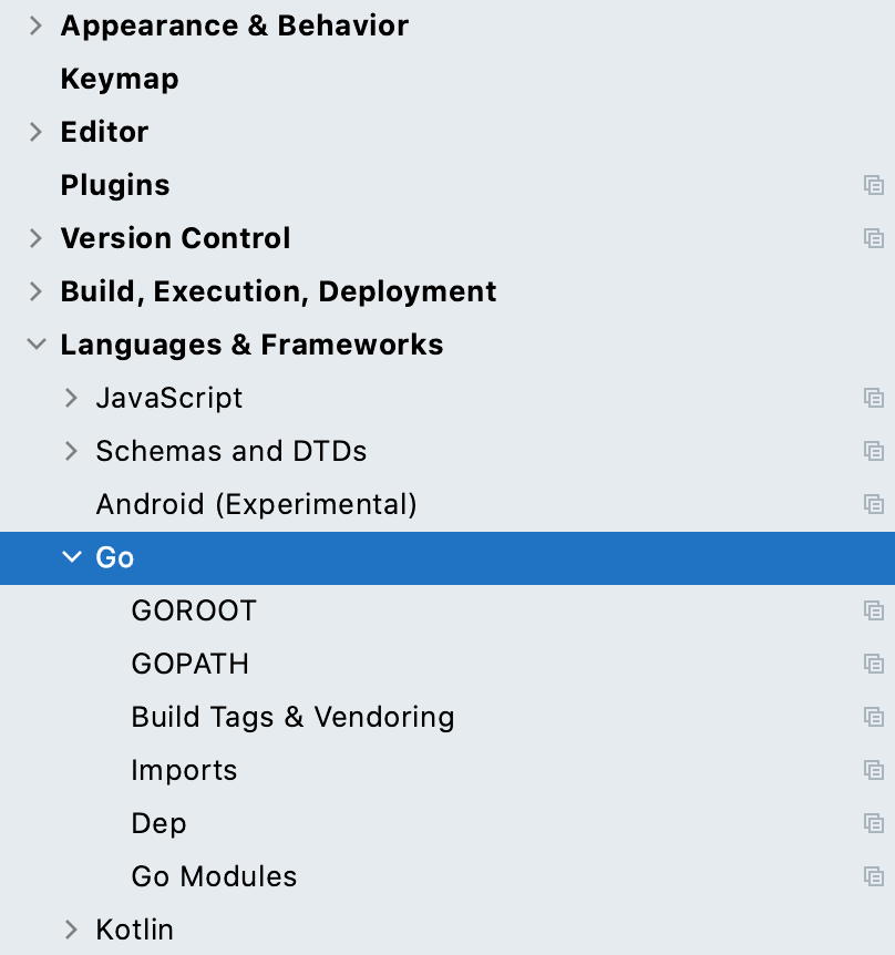 Location of Go settings