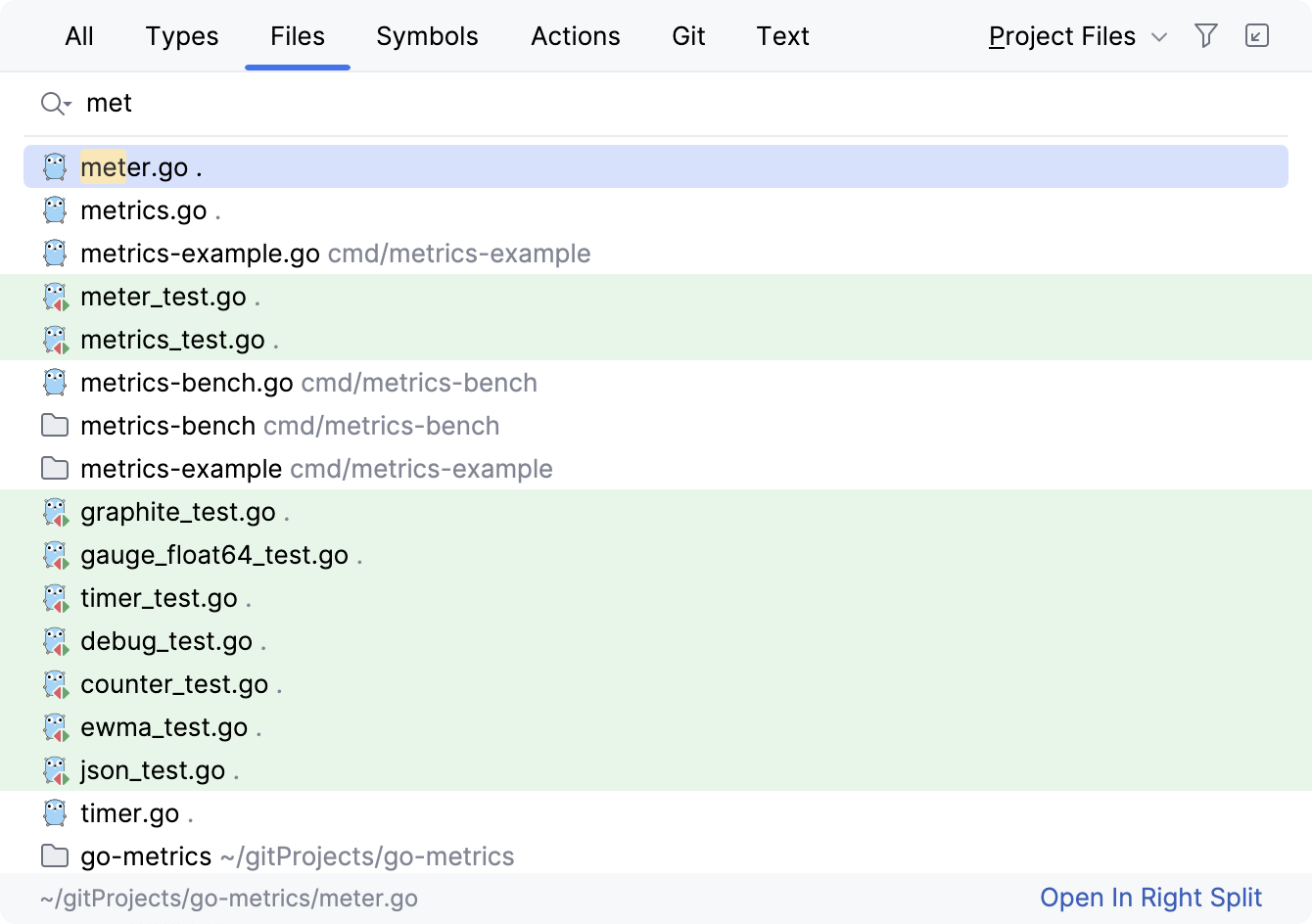 Scope highlighting in the editor tabs and search results