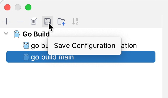 saving a temporary configuration