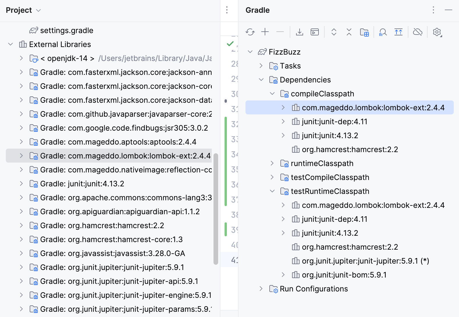 Gradle tool window and Project tool window