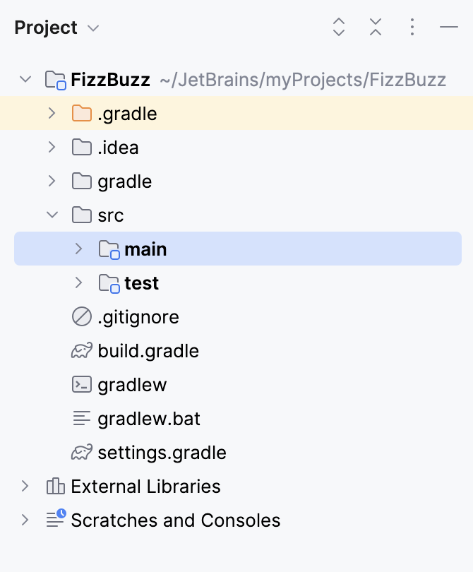 Gradle project view