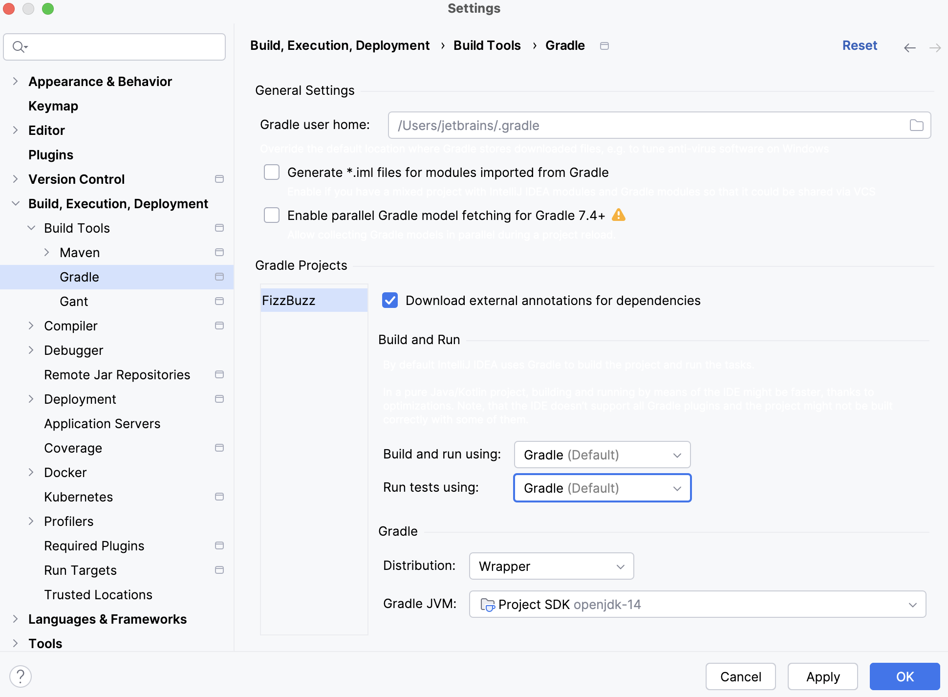 Gradle settings