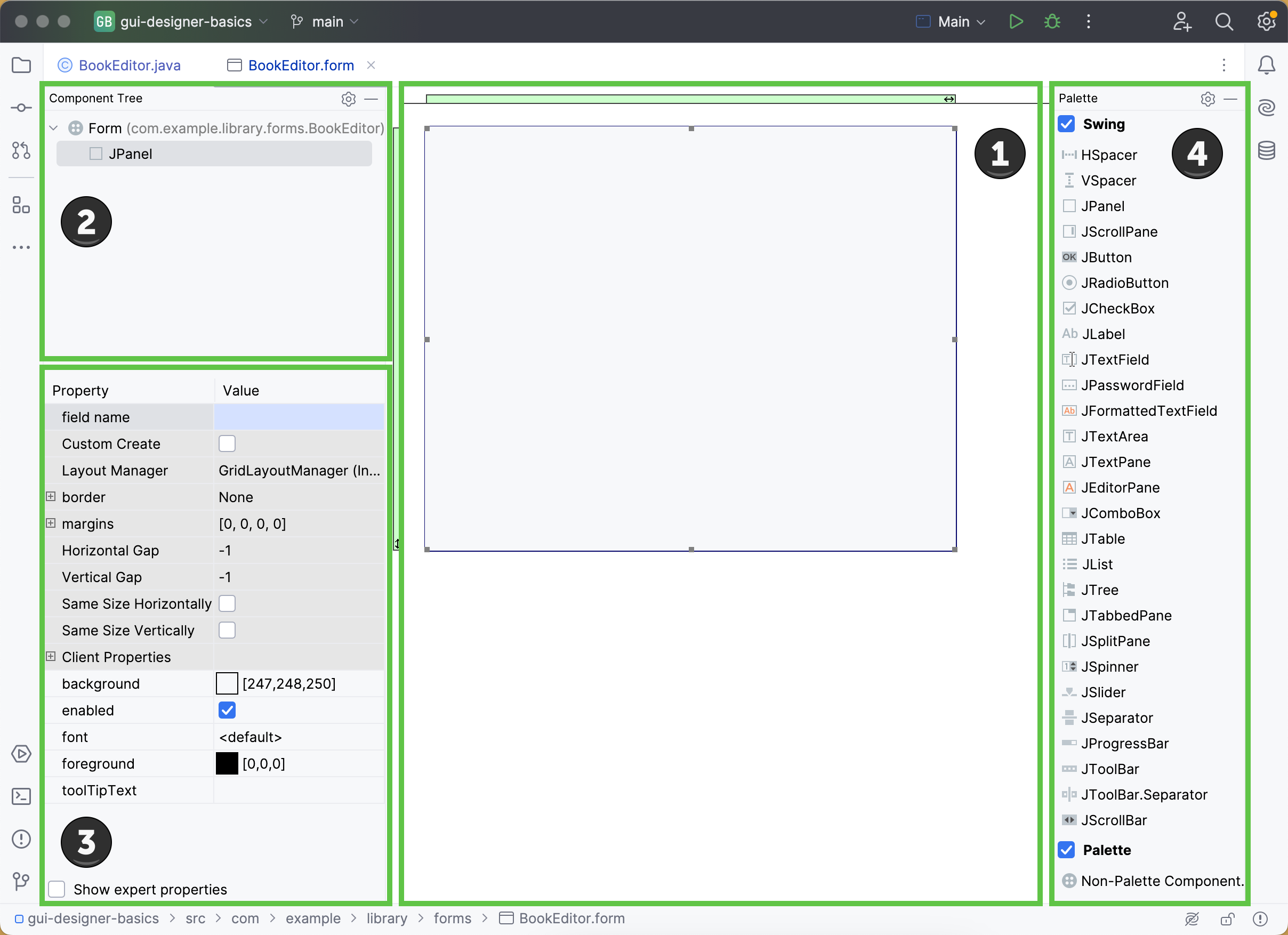 The GUI designer for .form files