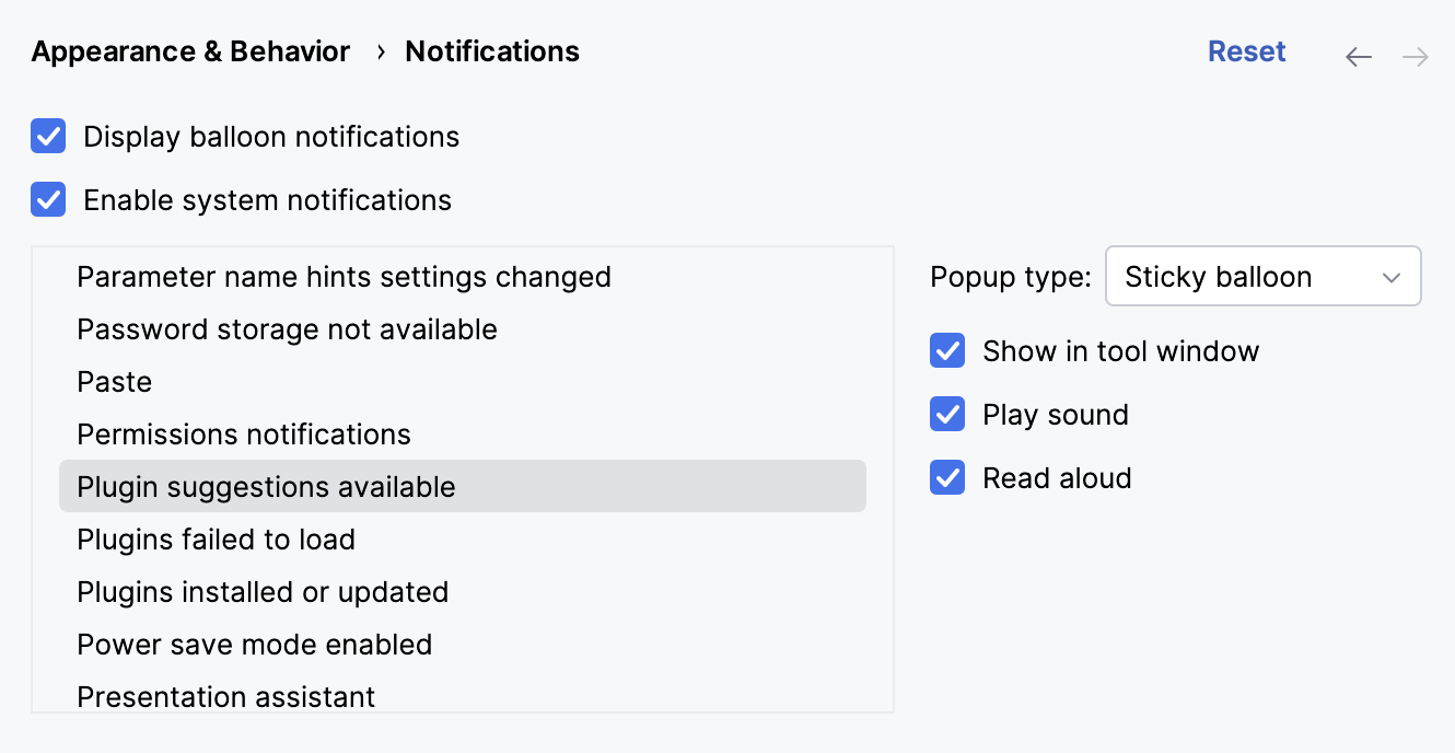 Configuring notifications settings