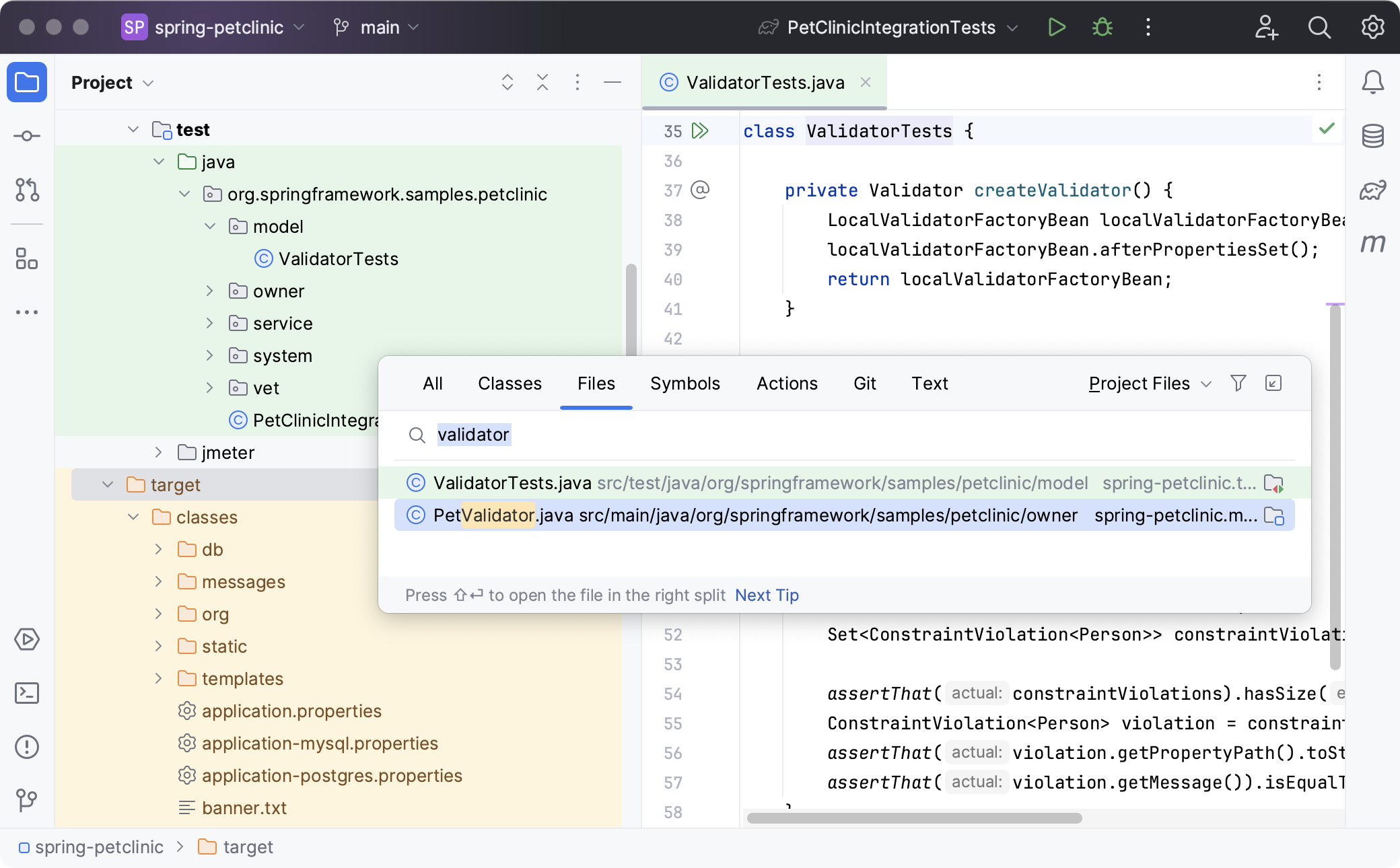 Scope highlighting in the editor tabs and search results