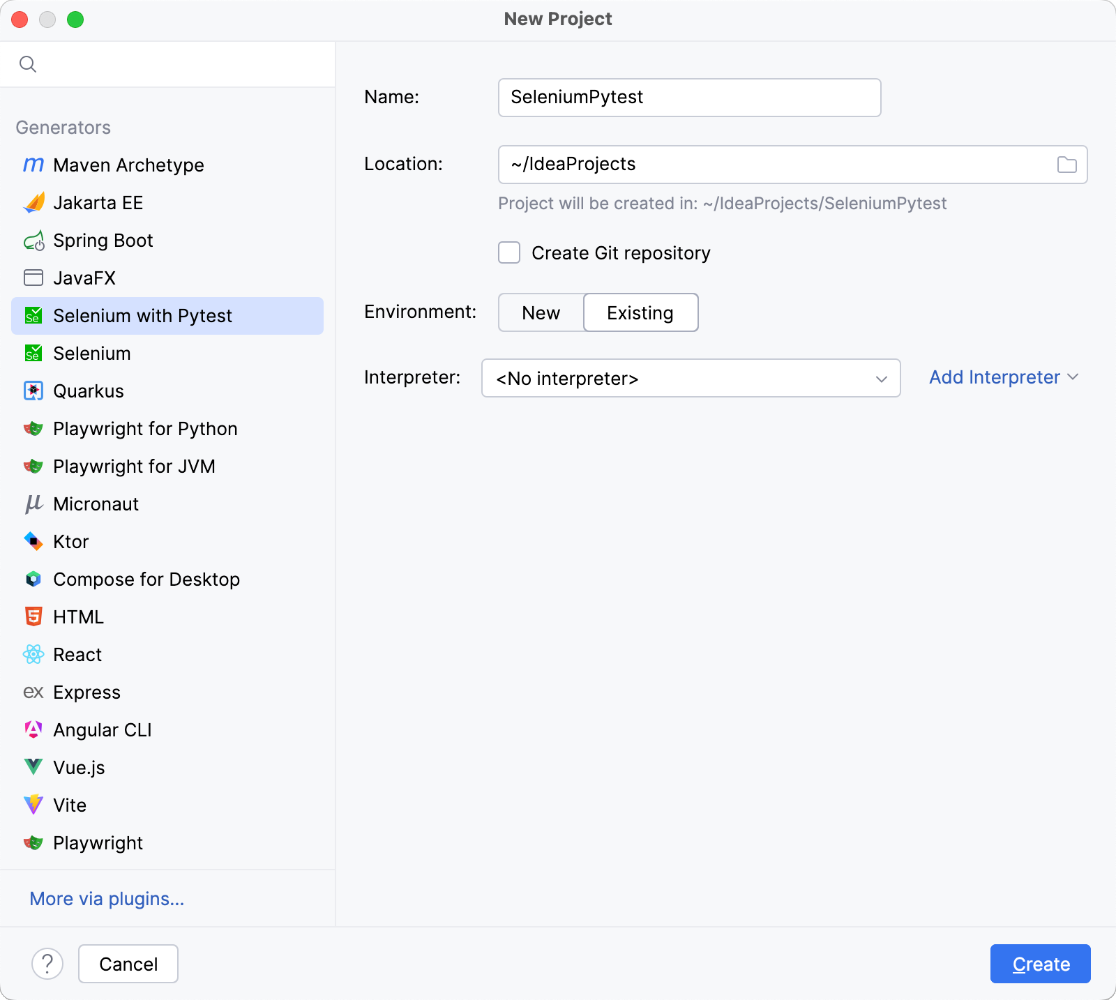 Configure an existing environment