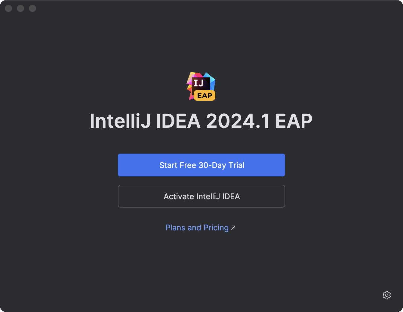 The Licenses dialog with the options to select whether to start a trial or activate IntelliJ IDEA Ultimate