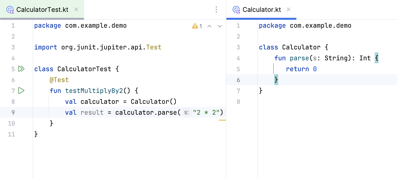 Implementing the function in the tested class