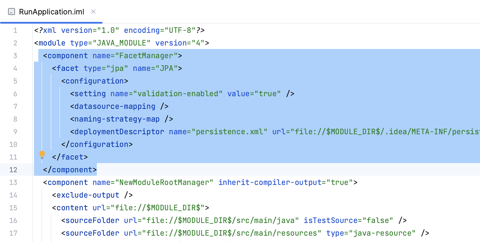 JPA facet in module file