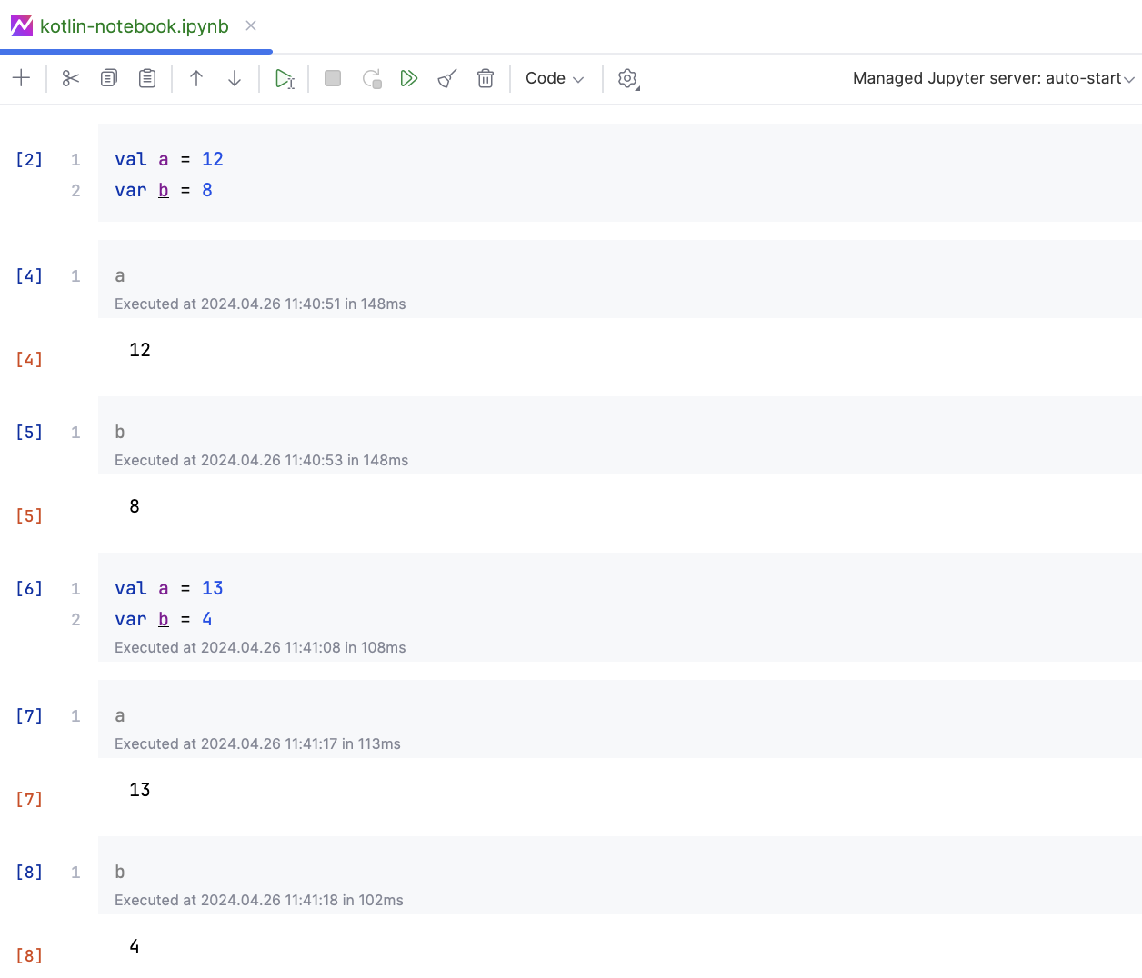 Kotlin Notebook variables