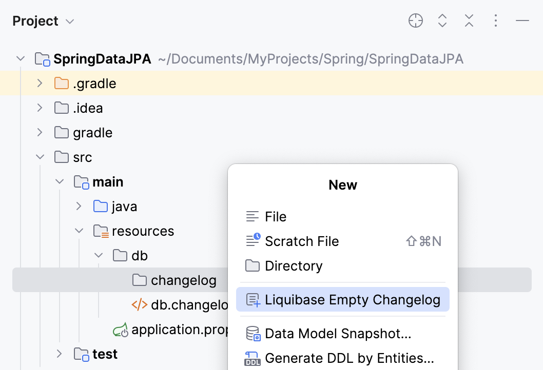 Liquibase empty changelog