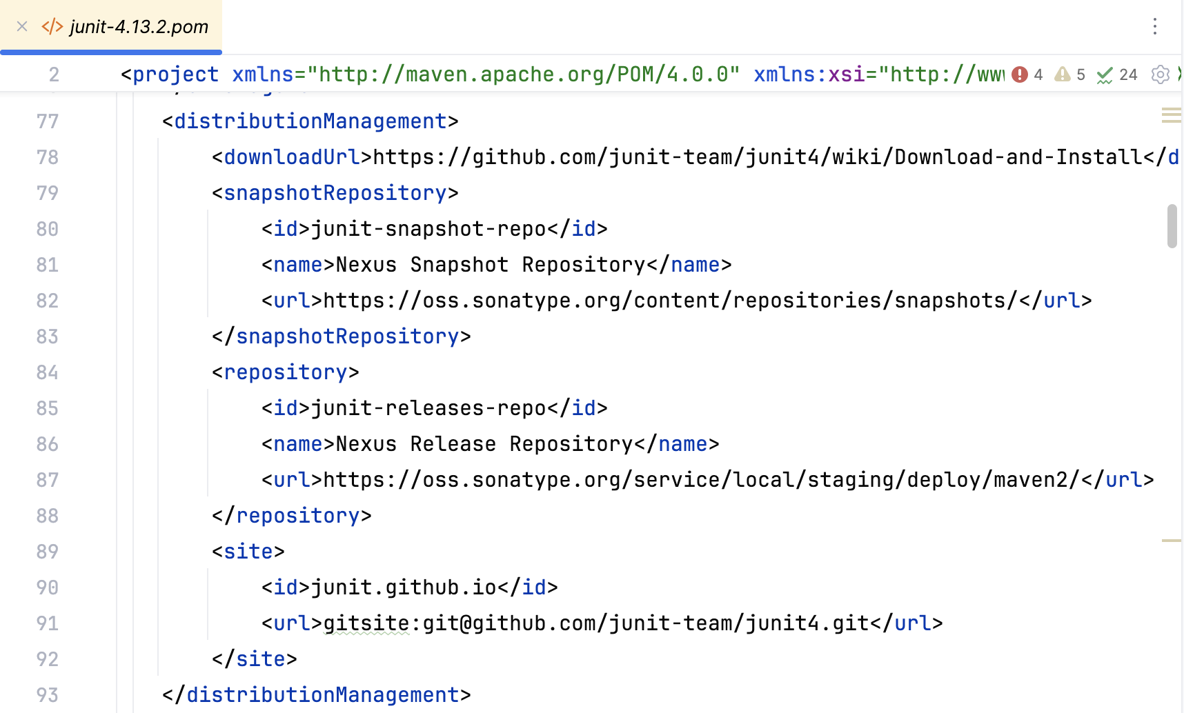 the dependency POM with origin