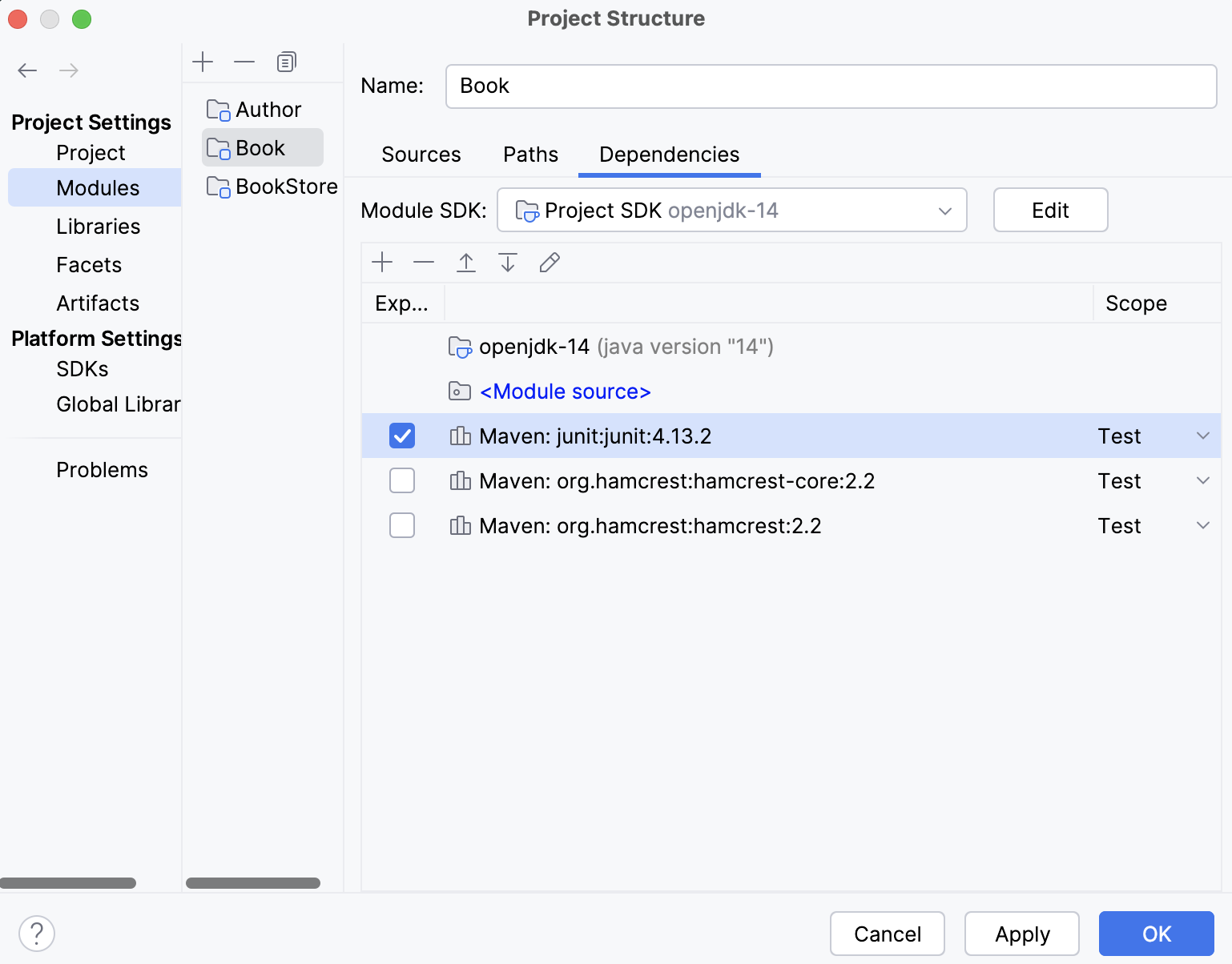 the Project Structure dialog