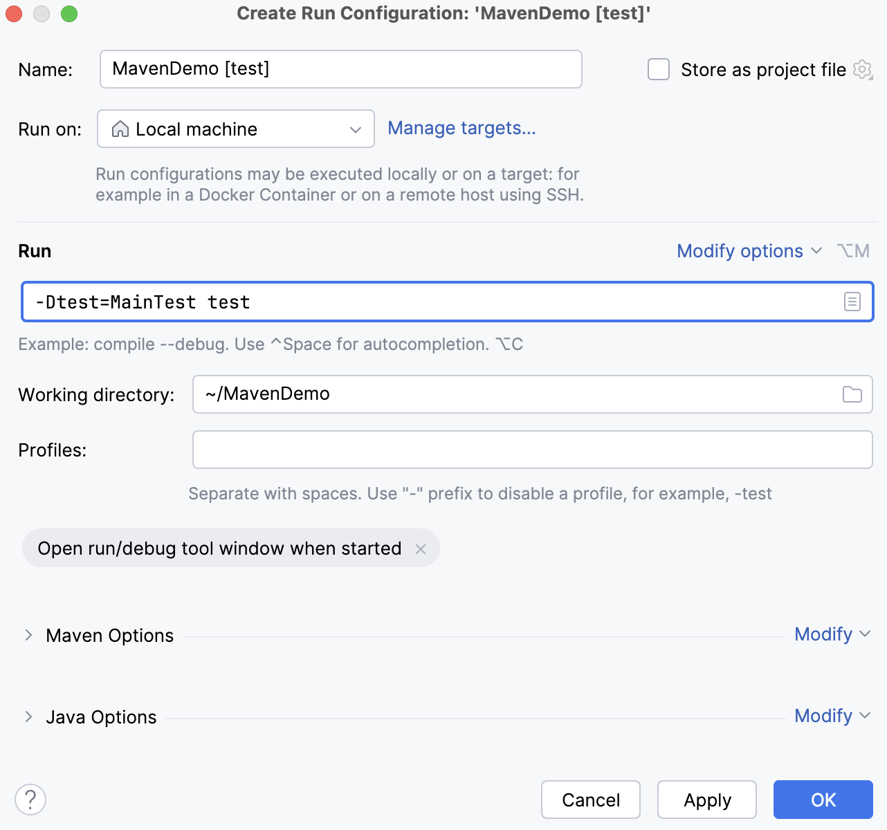 Run/Debug Configuration