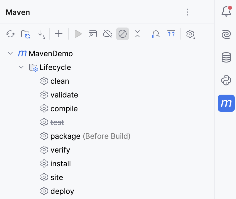 the Maven tool window