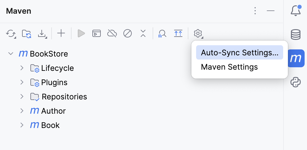 the Maven tool window