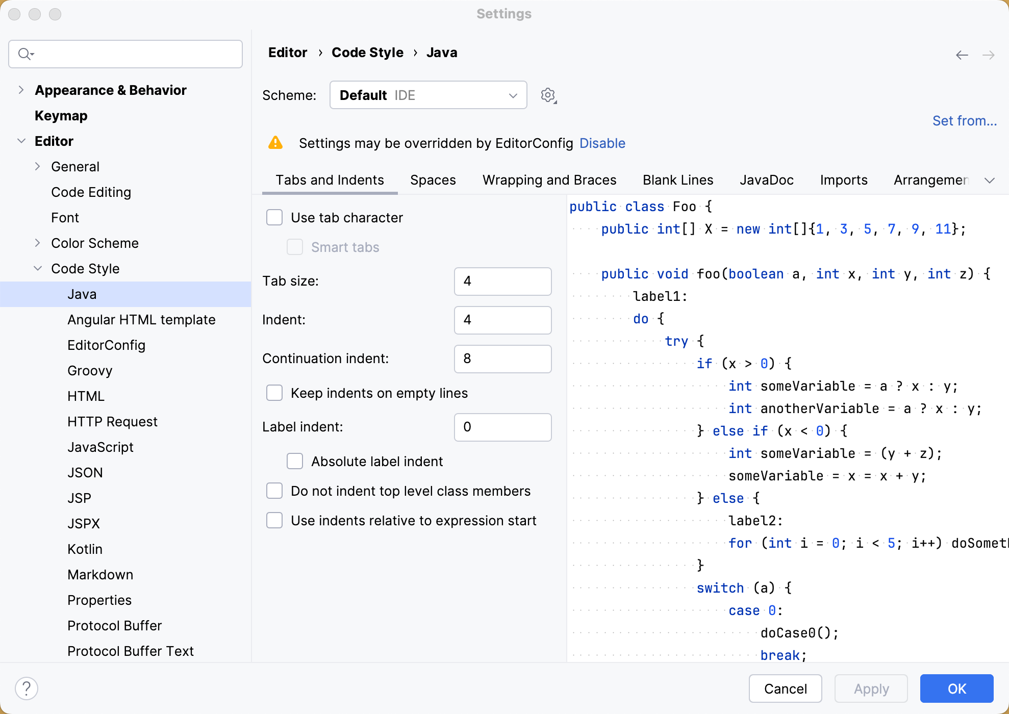 Code formatting