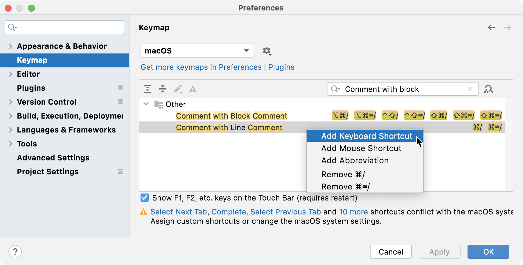 Assigning another shortcut