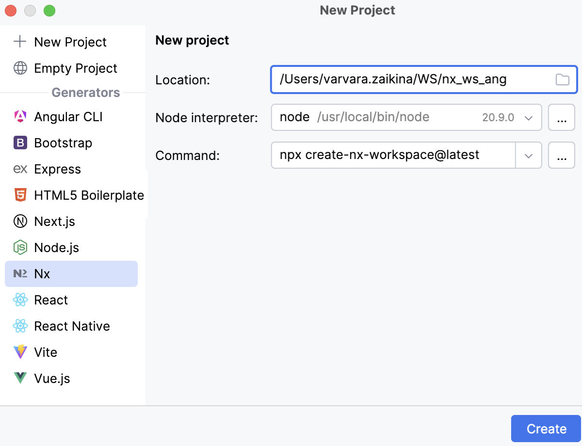 Create an Nx workspace