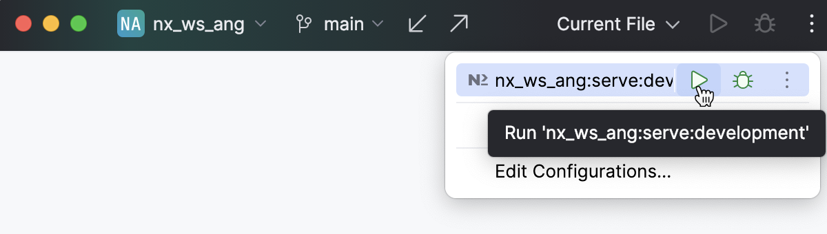 Run target via run/debug configuration