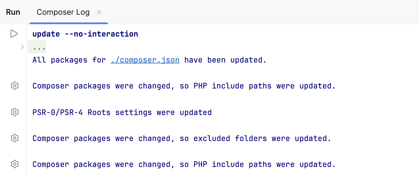 the Composer Log console