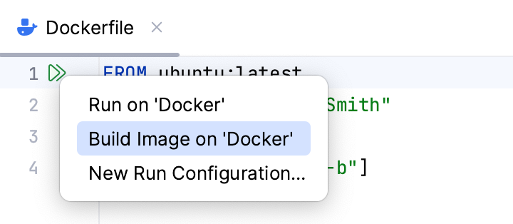 The Run on Docker popup