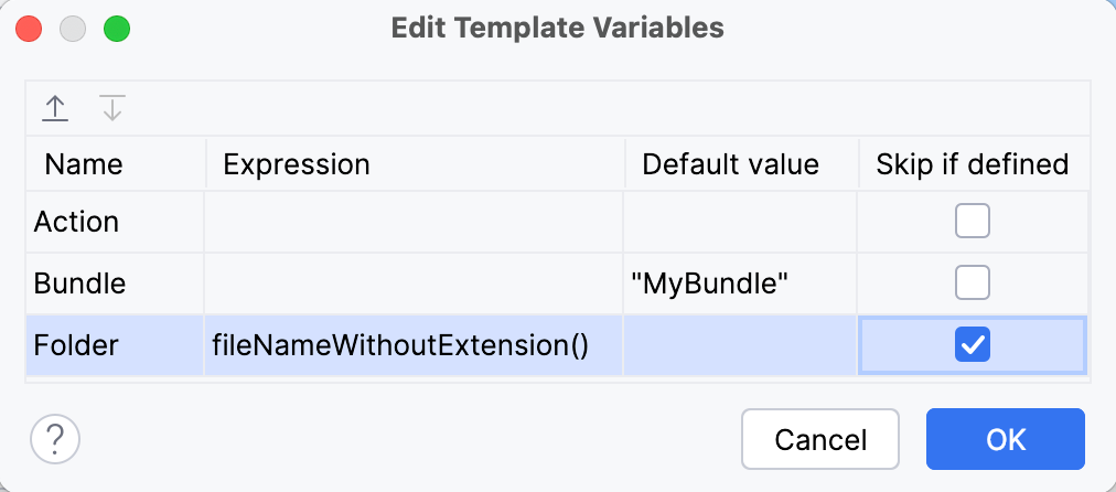 Controller action live template variables