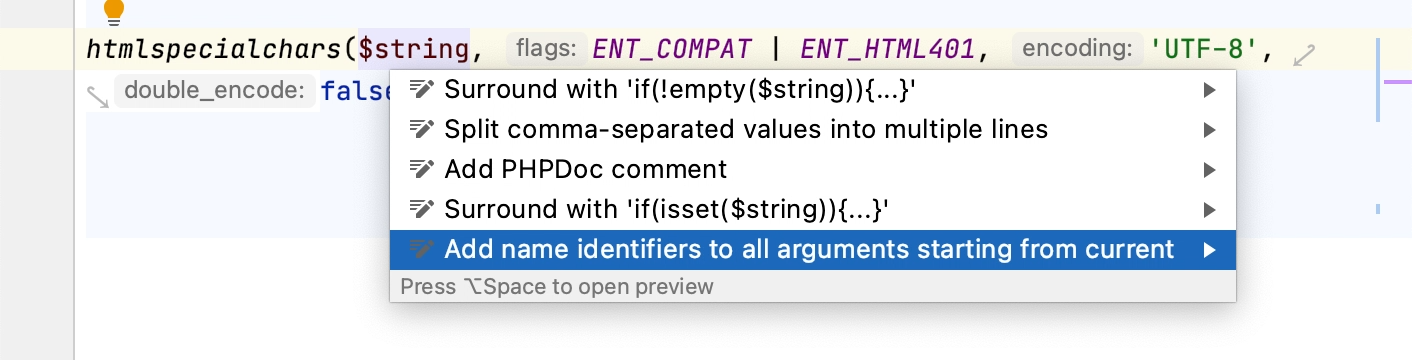 Adding named arguments