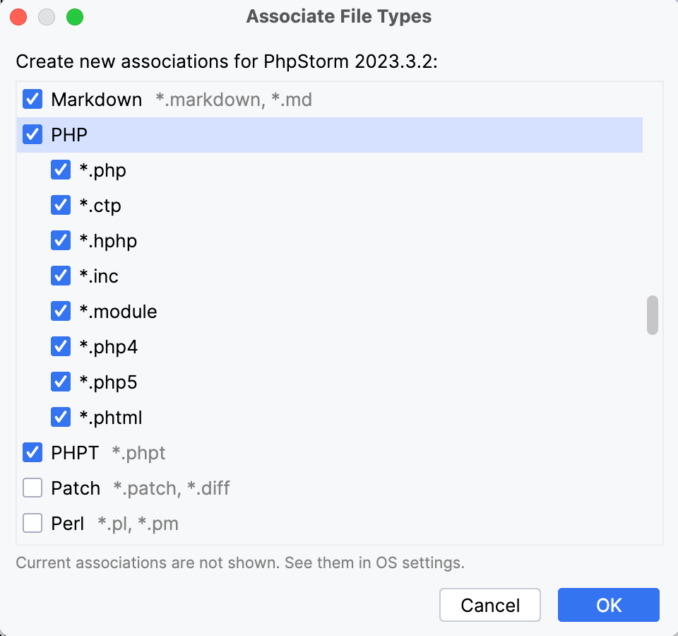 PhpStorm: Associating file types with the IDE