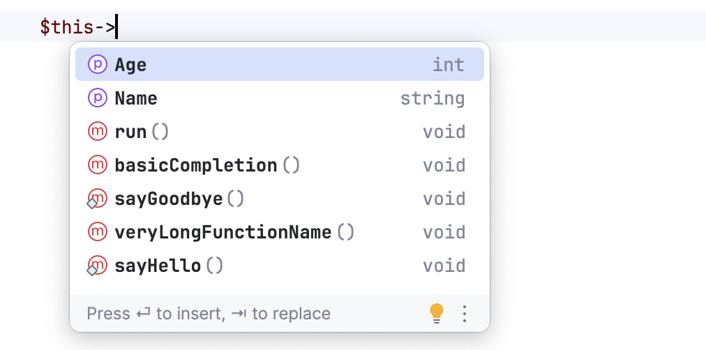 Basic Code Completion Static Methods