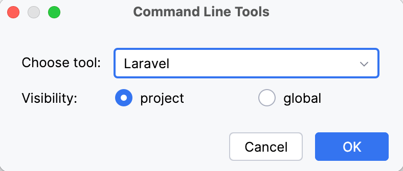 the Command Line Tools dialog