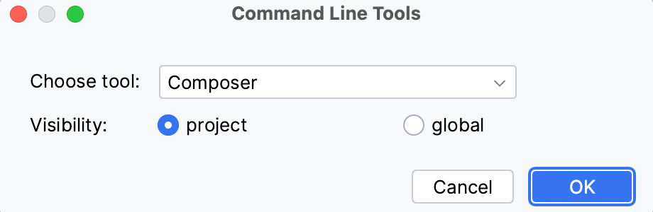 the Command Line Tools dialog