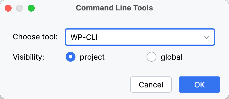 the Command Line Tools dialog