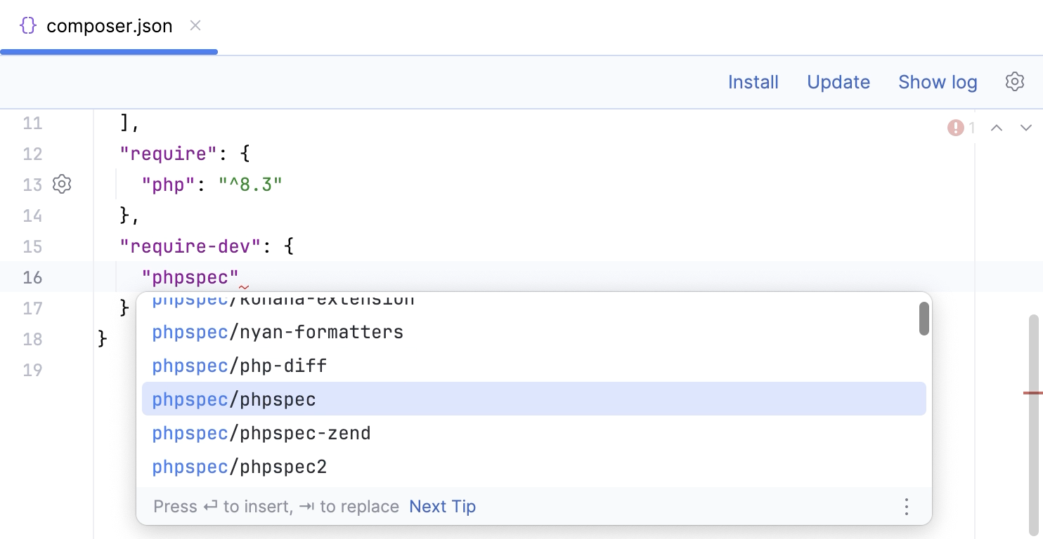 Adding a dependency in composer.json