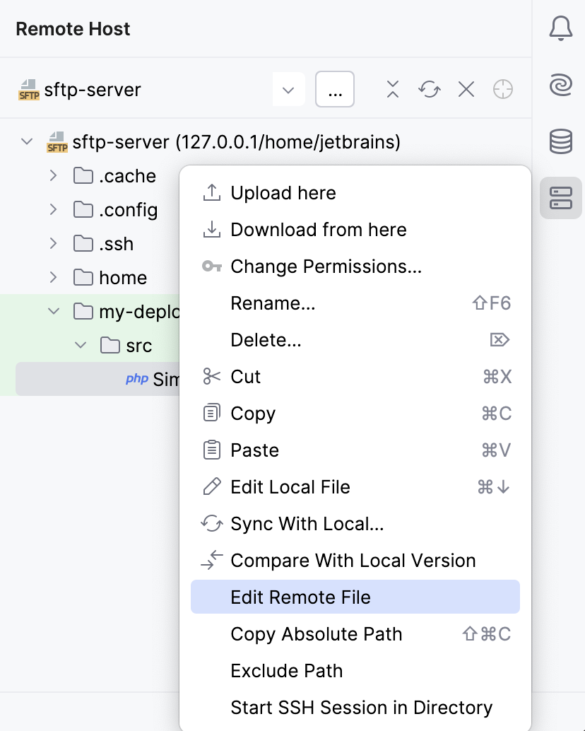 Edit a file on a remote host