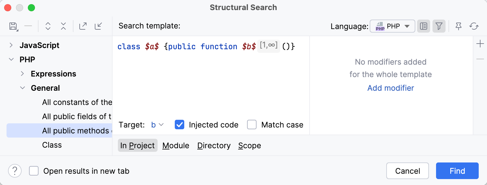 the Existing Templates dialog