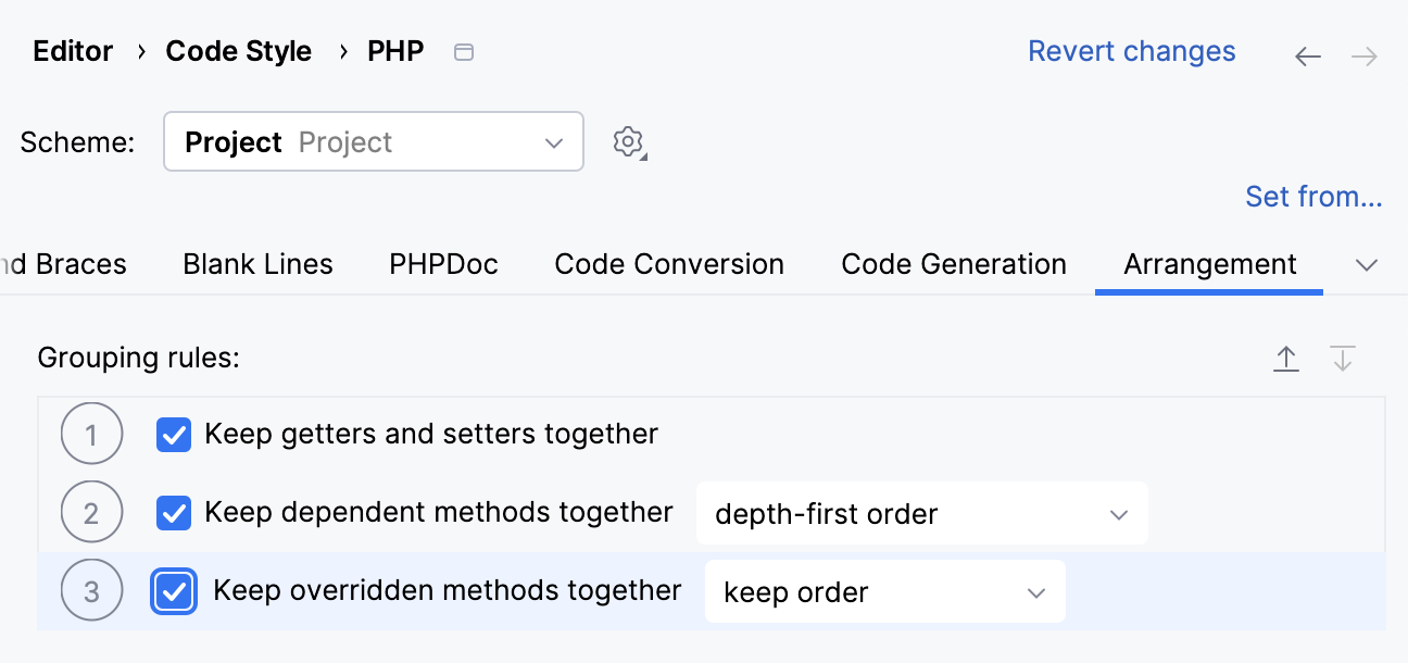 Grouping rules example