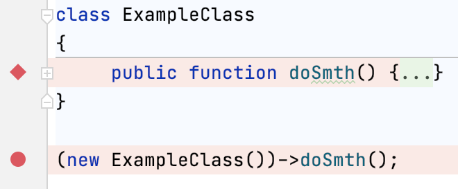 Different types of breakpoints in the editor