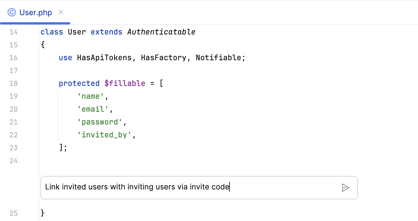 Input field in the editor