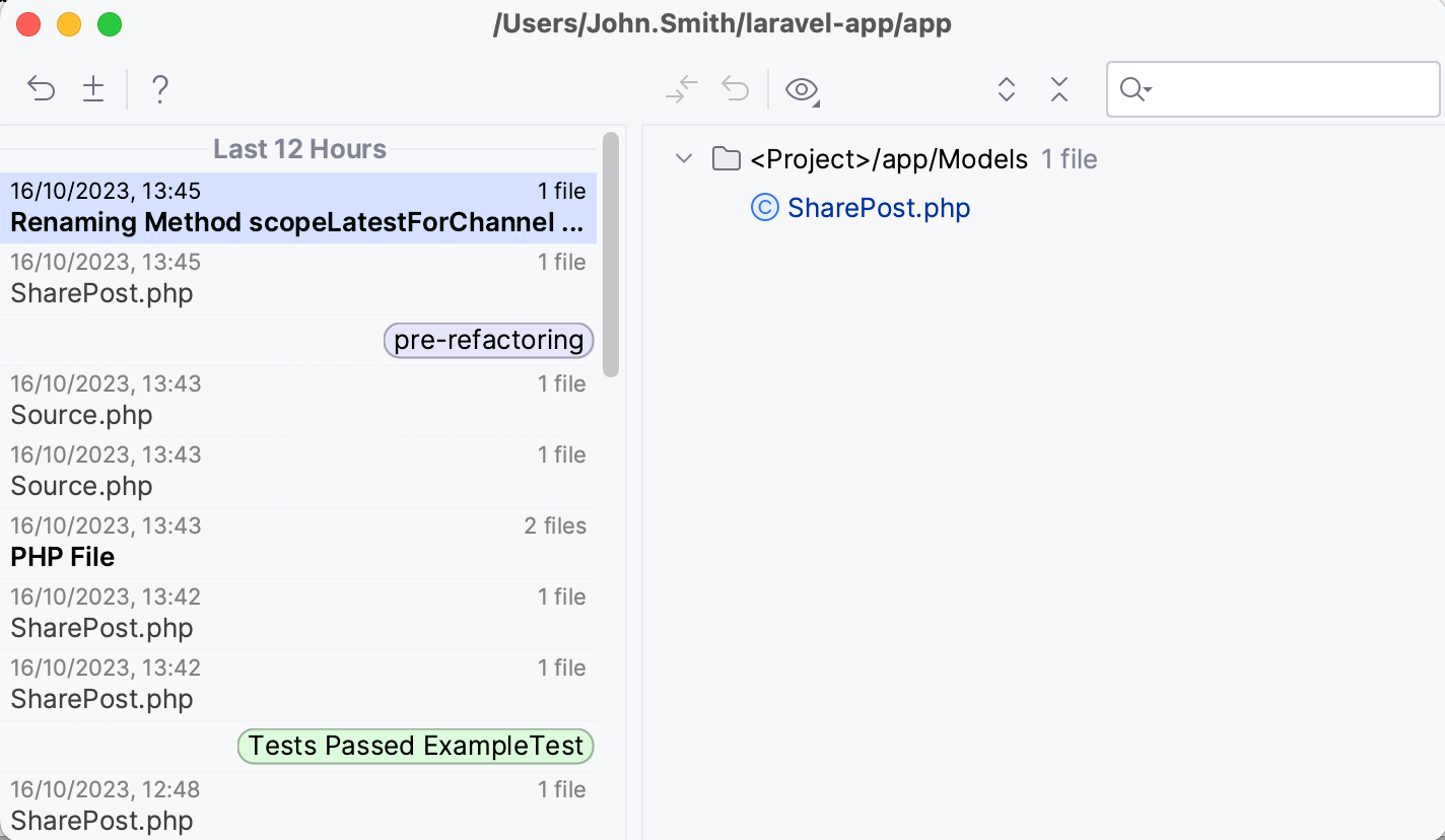 PhpStorm: Add label to the current state Local History