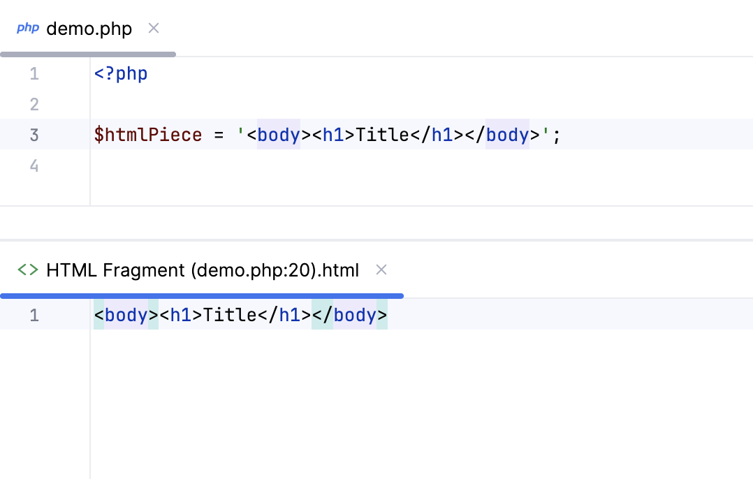 Edit the HTML fragment in the dedicated editor