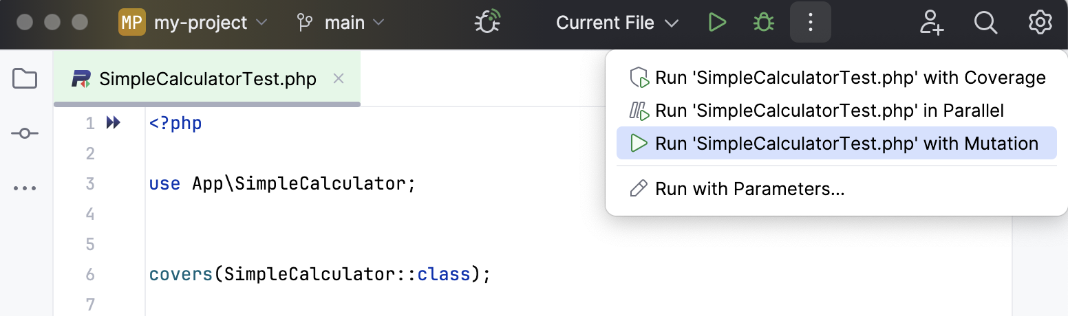 Run a single PHPUnit test