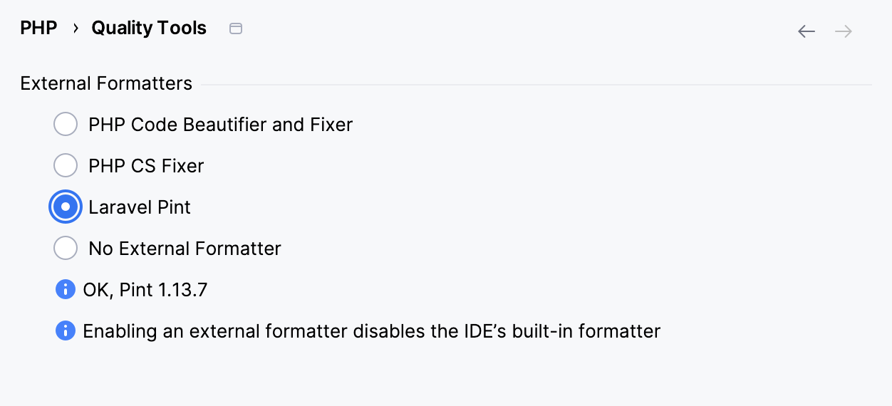 Select external formatter